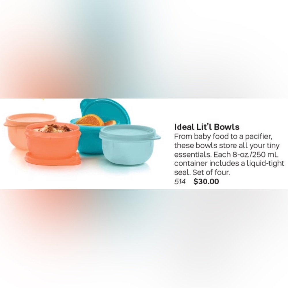 Tupperware Ideal Lit’l Bowls 4pk in Surprise Colours